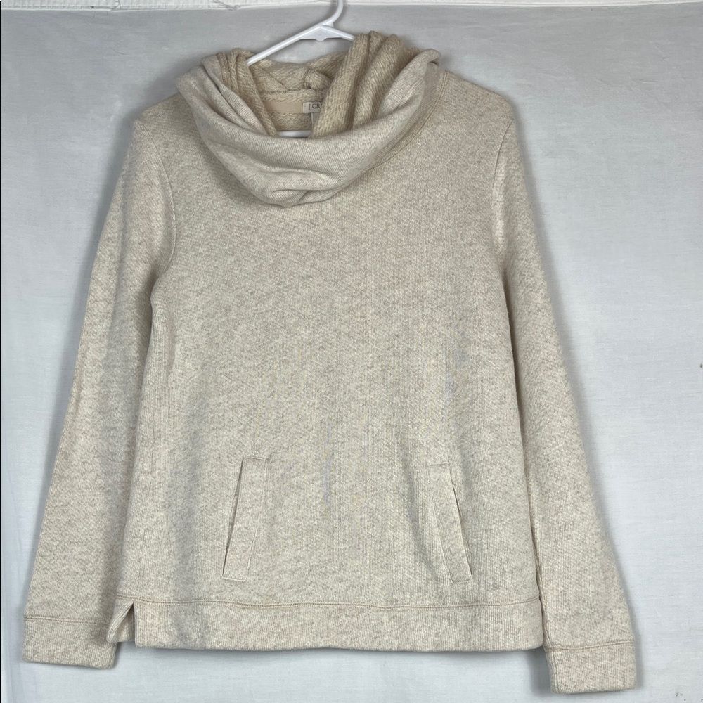 J. Crew Cream Cowl Neck Pull Over Sweater Kangaroo Pocket